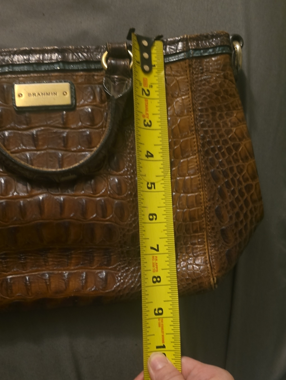 Brahmin Brown Croc-Embossed Leather Top-Handle Briefcase - Picture 5 of 6